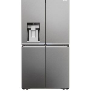 Haier HCR7918EIMP Plumbed Total No Frost American Fridge Freezer with Water Dispenser, E Rated - Platinum Inox
